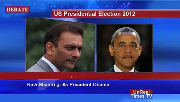 Humour: US presidential election candidates Barack Obama, Mitt Romney speak with TV anchor Ravi Shastri! Humour: US presidential election candidates Barack Obama, Mitt Romney speak with TV anchor Ravi Shastri!