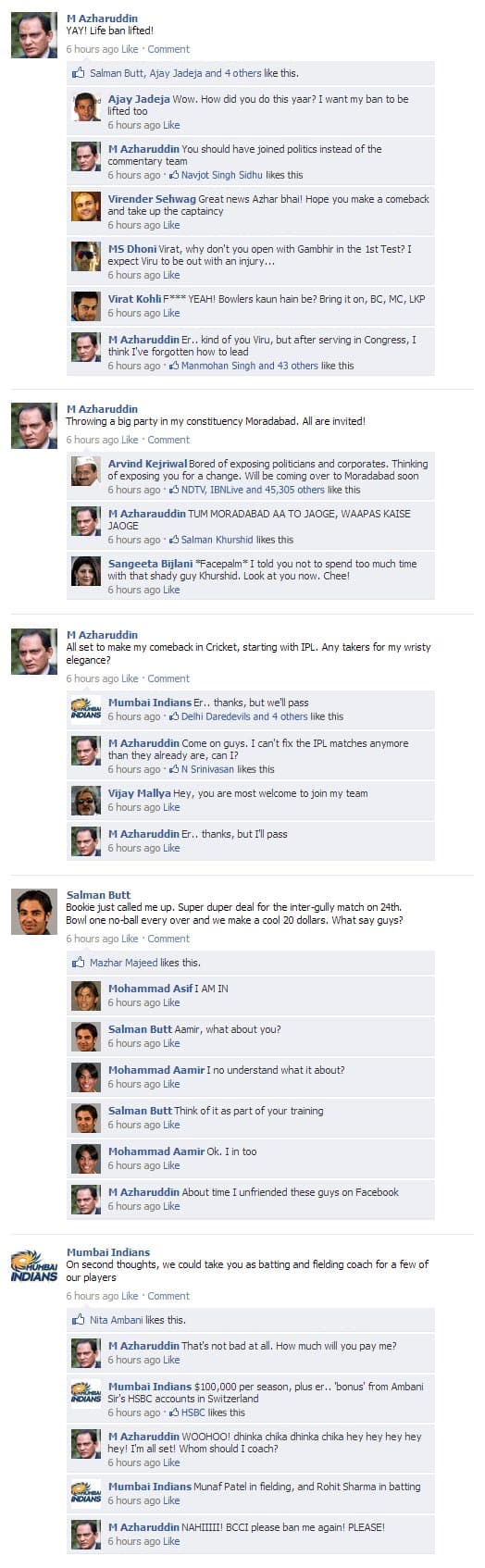 Mohammad Azharuddin Facebook page Mohammad Azharuddin Facebook page