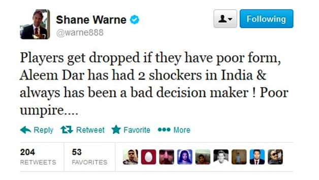 Shane Warne's condemnation of umpire Aleem Dar quite unfair Shane Warne's condemnation of umpire Aleem Dar quite unfair