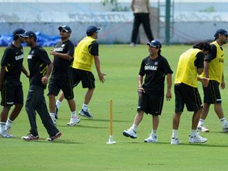 Indian team practice ahead of Test against New Zealand