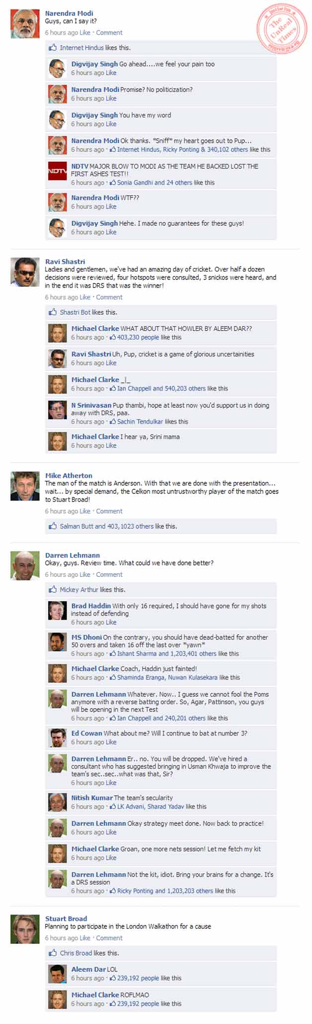 Ashes Facebook wall: Australia, England team management mull over Trent Bridge Test photo-finish Ashes Facebook wall: Australia, England team management mull over Trent Bridge Test photo-finish